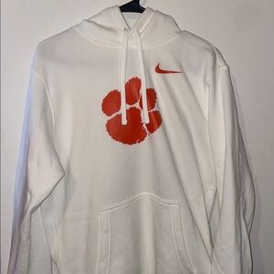 Nike White Hoodie with Clemson Tigers Logo